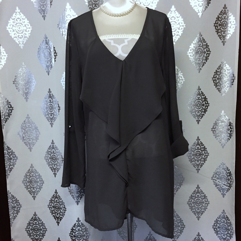 Charlotte Russe Sheer V-neck Tunic